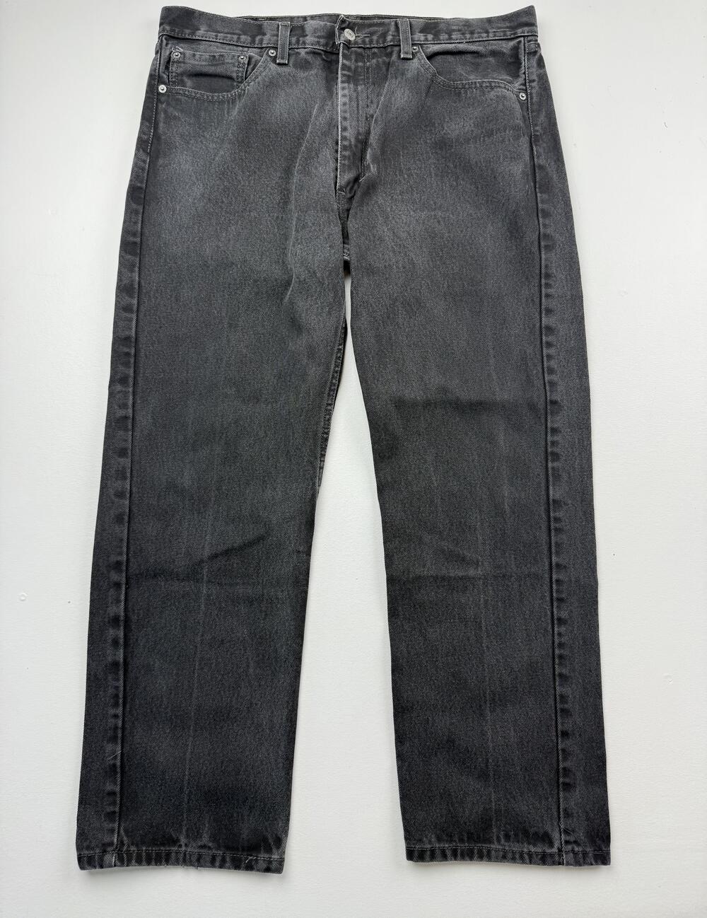 Levis 505 Jeans Mens 38x30 Gray Charcoal Wash Denim Regular Straight Leg Casual